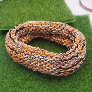 Handwoven Stretch Bracelet Earth Tones Chunky Knit Style Bracelet Neutral B3029